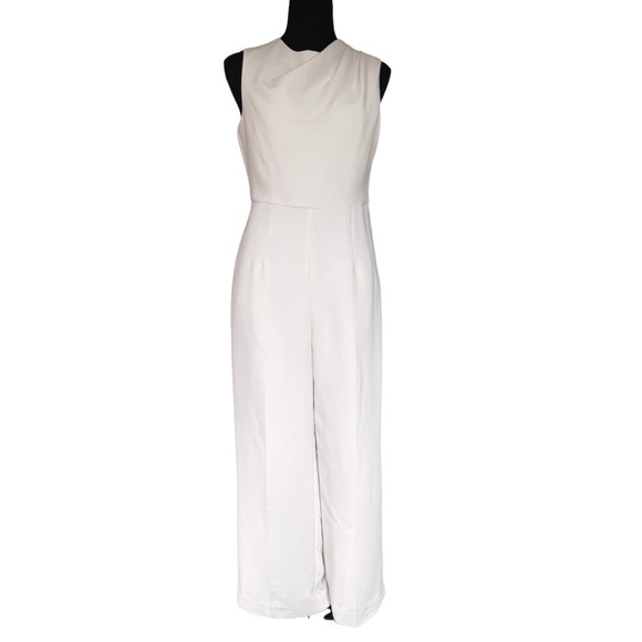 Banana Republic ivory cowl neck wide leg jumpsuit NWT • size 6 petite - Picture 2 of 11